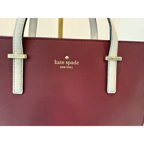 Kate Spade Cedar Street Hayden Satchel Crisp Linen/Merlot W/ Straps MSRP $278 - Picture 3 of 16